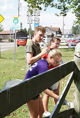 Student doing community service