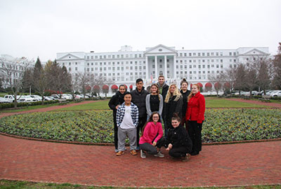 Hospitality Club at the Greenbrier Group of hospitality students on a trip