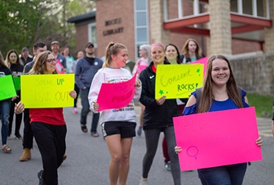 Group of students marching