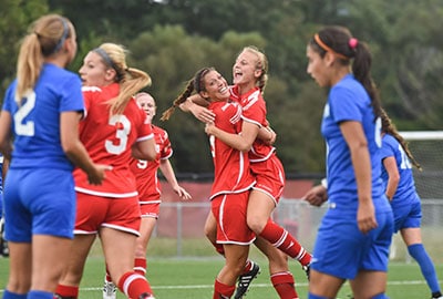 Soccer team celebrating