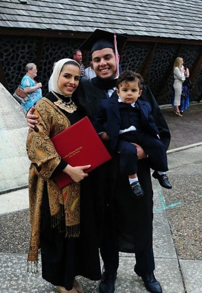 International graduate student and his family