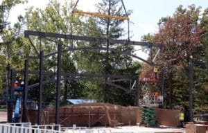 steel truss placement at amphitheatre