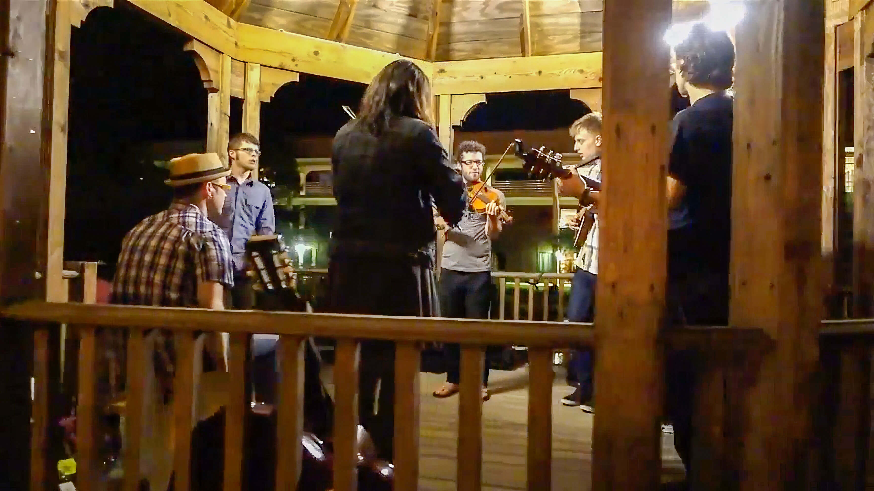 Davis & Elkins College Appalachian Ensemble in a gazebo