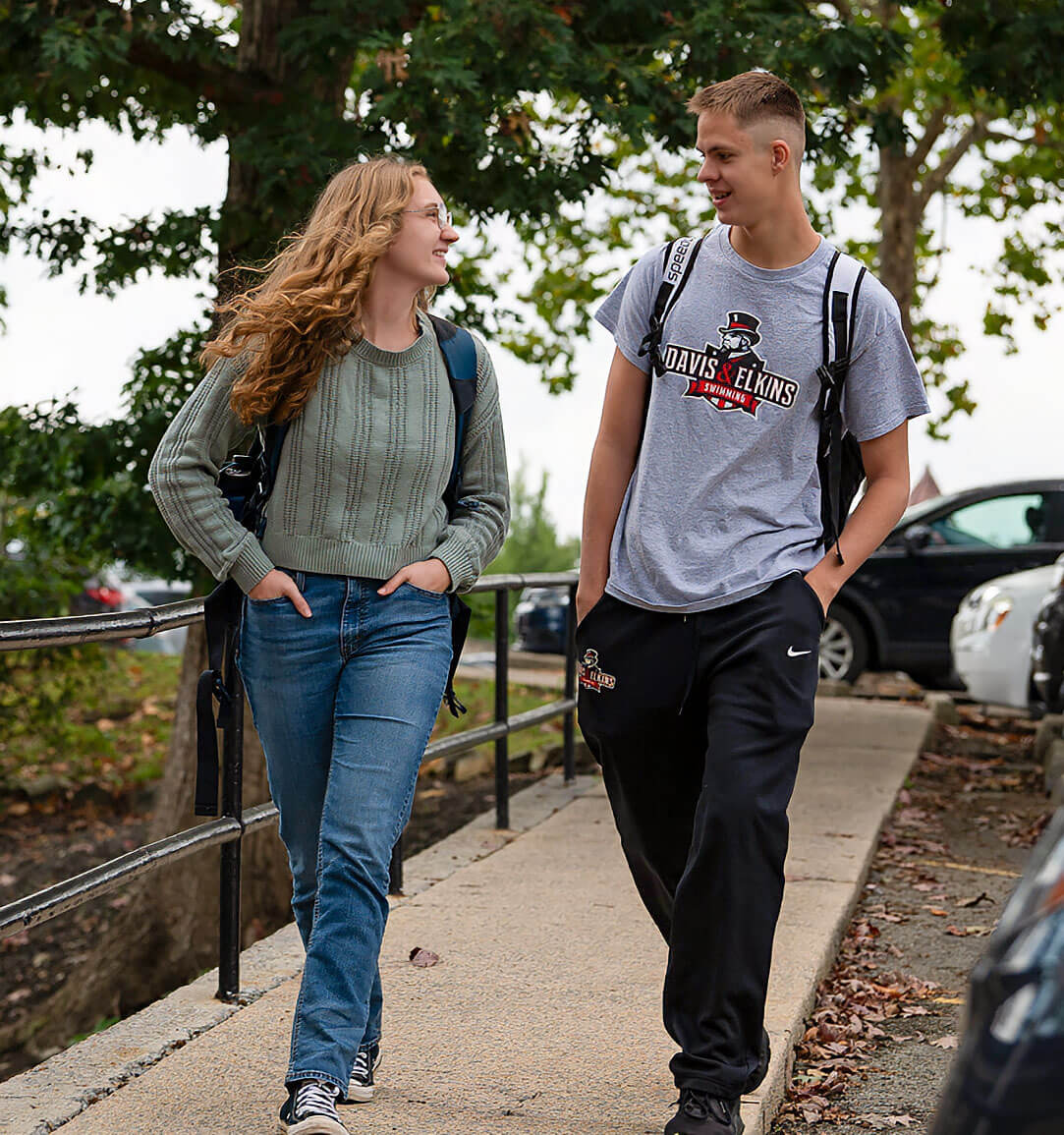Students walking on campus