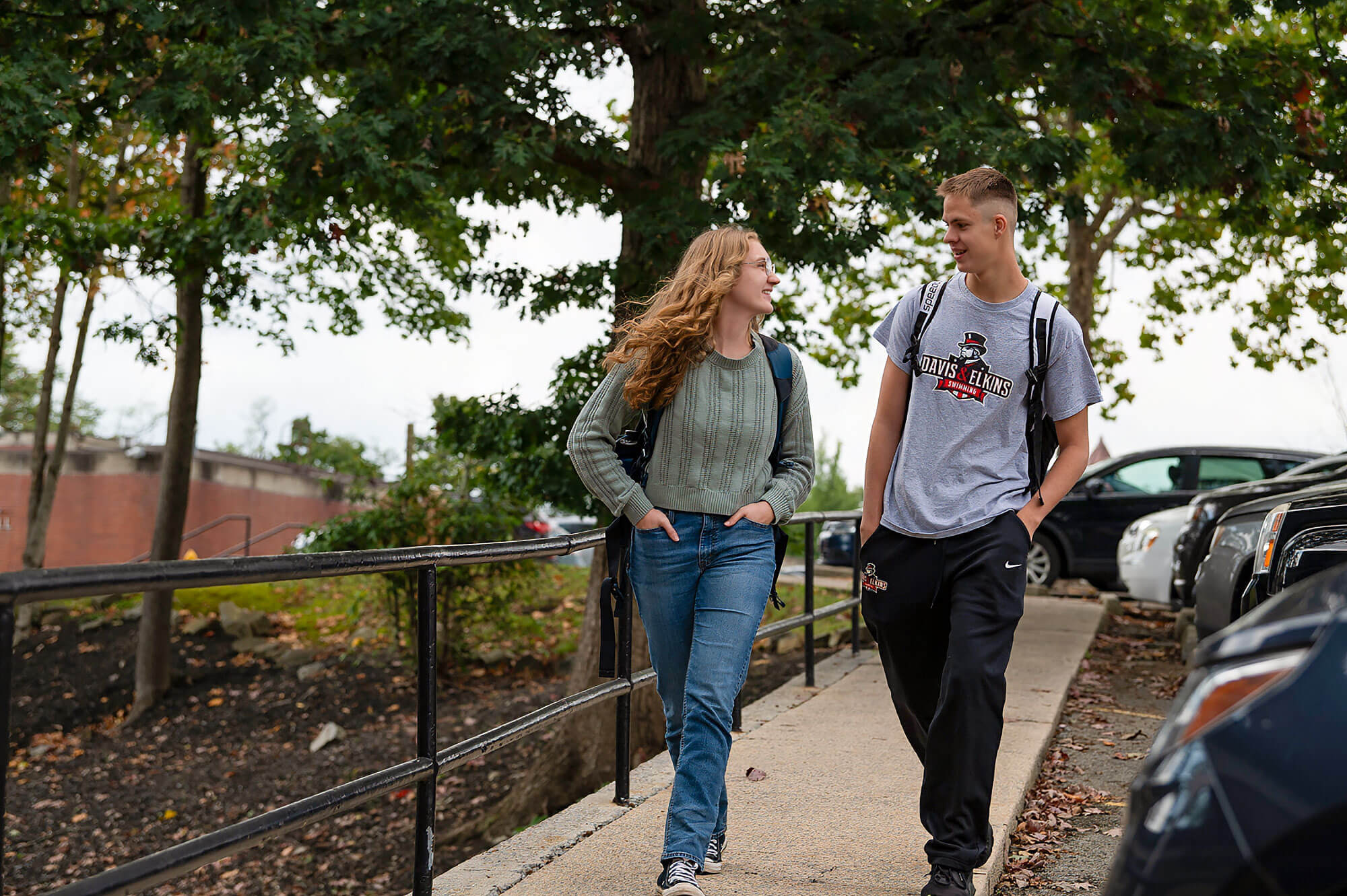 Students walking on campus