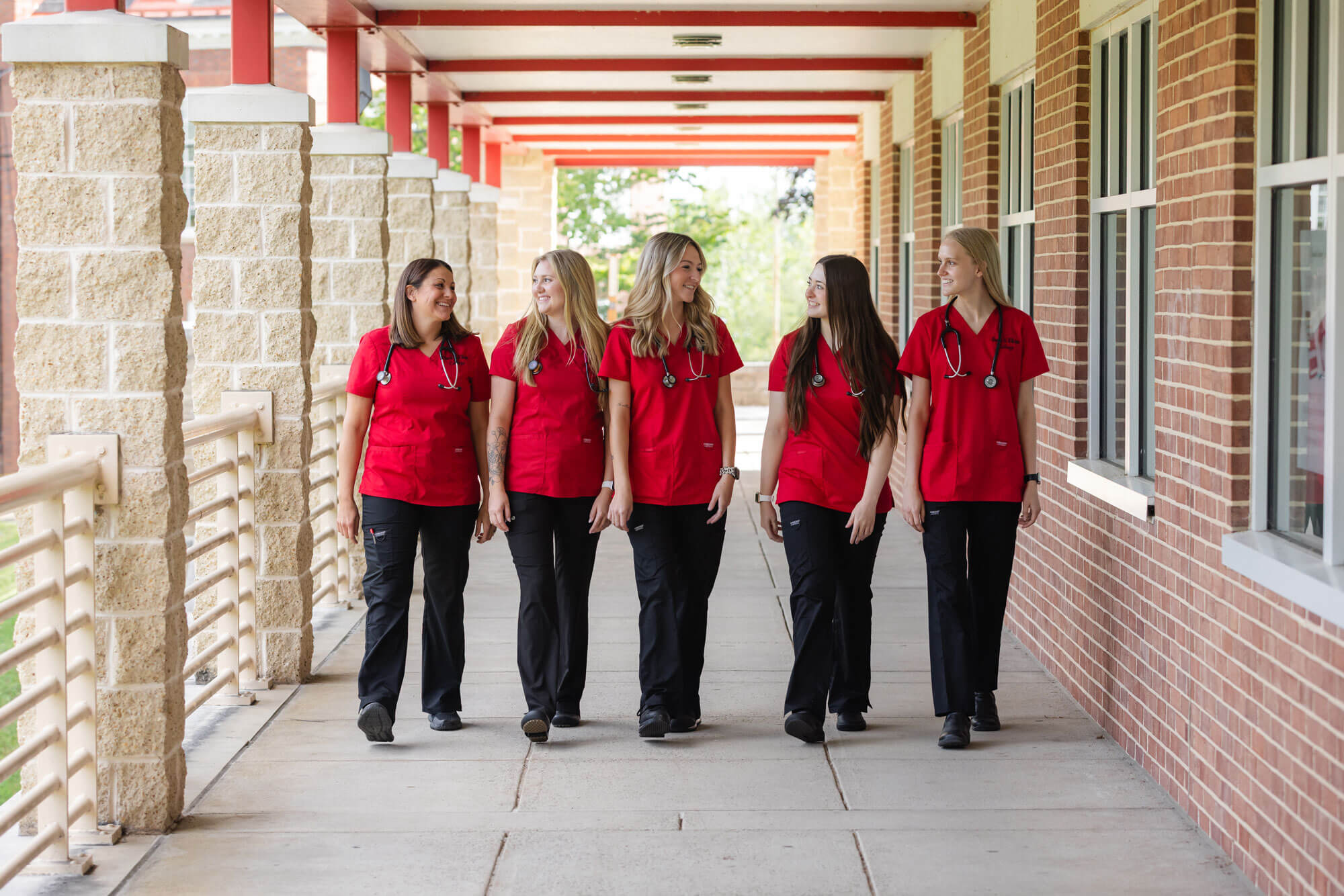 Nursing students on campus