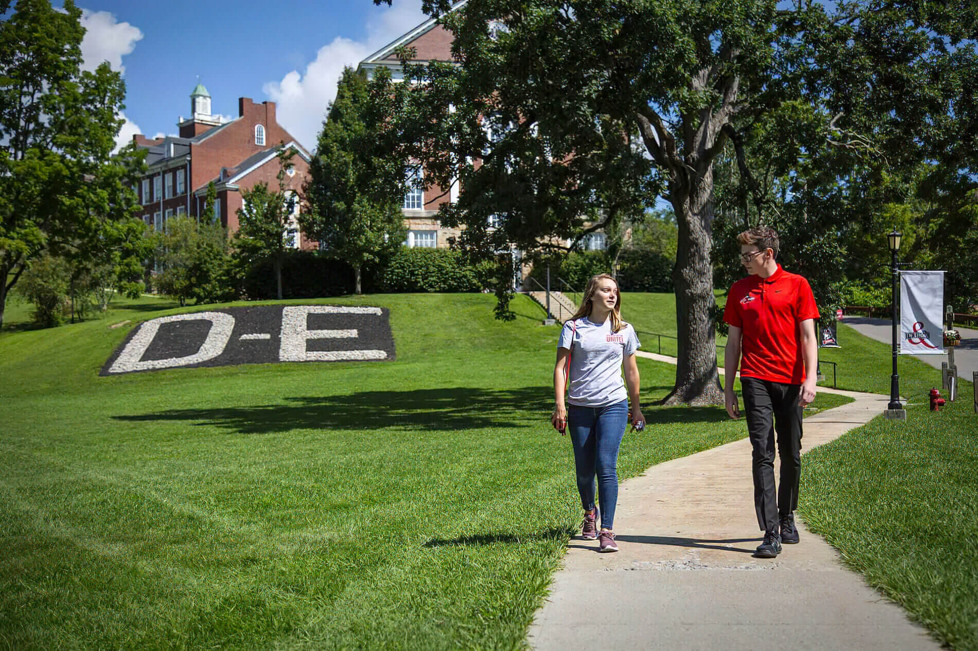 Students walking on campus